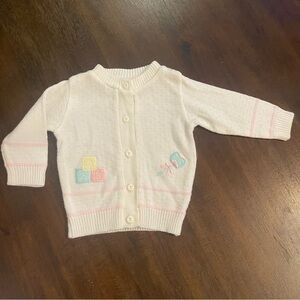 Vintage Baby Kisses 6-9 months‎ cardigan blocks and rattle